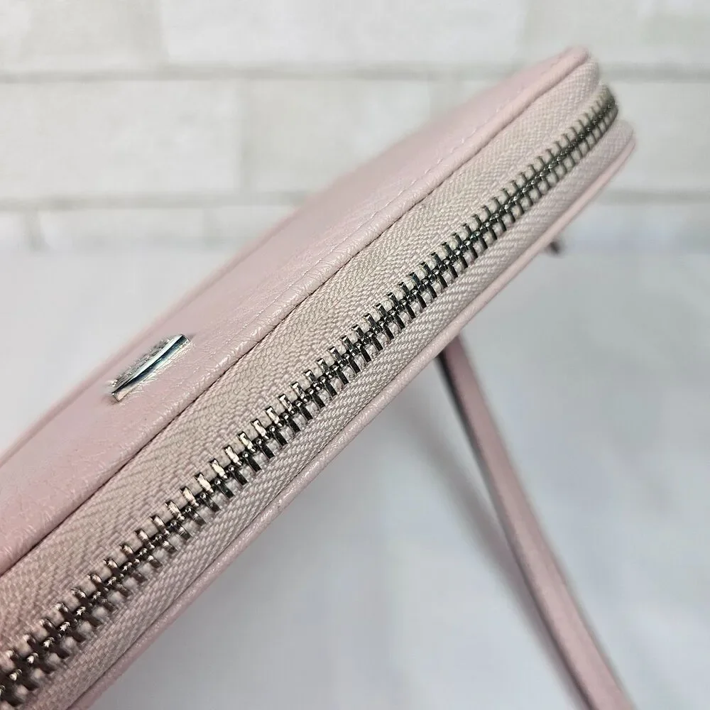 Anne Klein Blush Pink Zip Around Wristlet Wallet Clutch Organizer Faux Leather